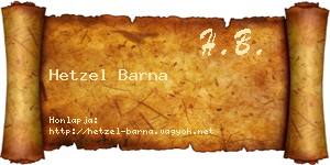 Hetzel Barna névjegykártya